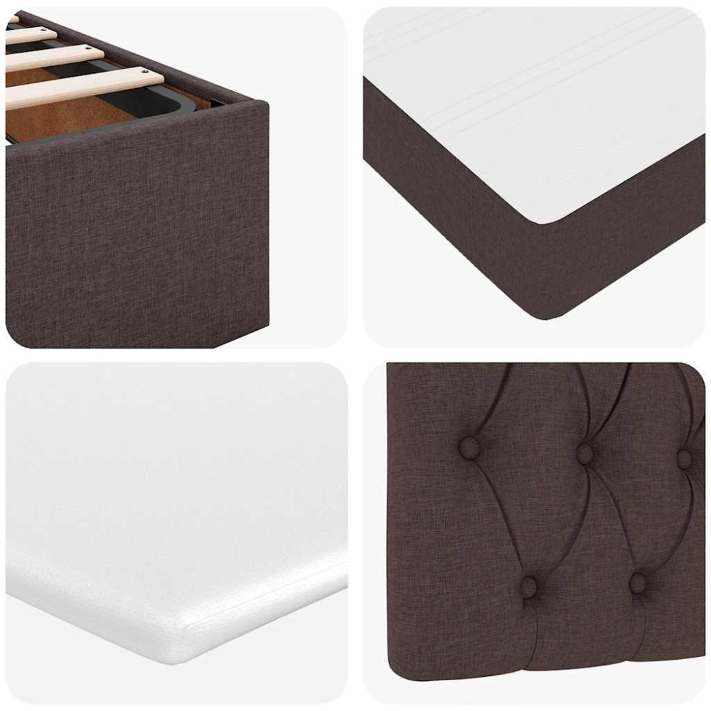 Produktbild för Ottoman sängram med madrass mörkbrun 80x200 cm tyg