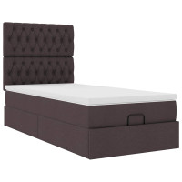 Produktbild för Ottoman sängram med madrass mörkbrun 80x200 cm tyg