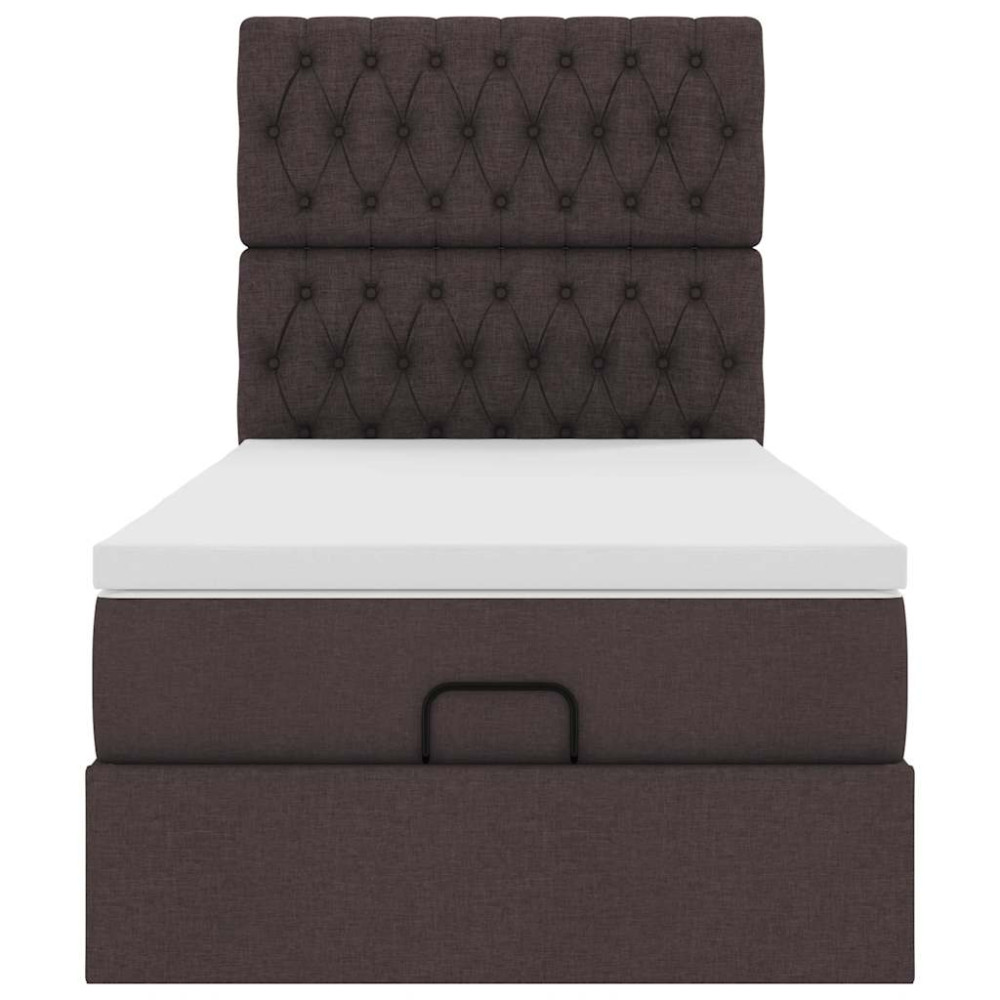 Produktbild för Ottoman sängram med madrass mörkbrun 80x200 cm tyg