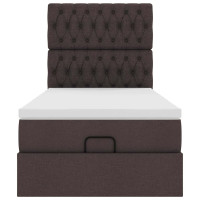 Produktbild för Ottoman sängram med madrass mörkbrun 80x200 cm tyg
