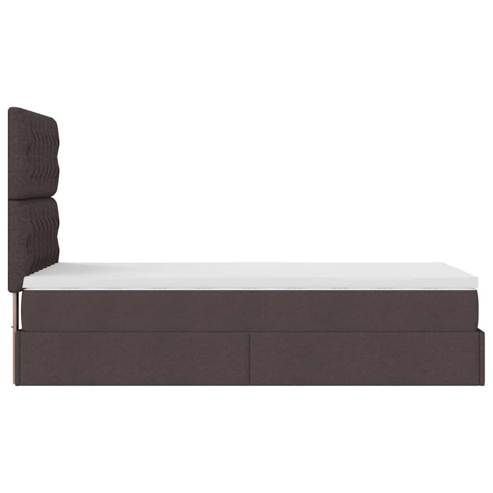 Produktbild för Ottoman sängram med madrass mörkbrun 80x200 cm tyg