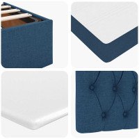 Produktbild för Ottoman sängram med madrass blå 90x190 cm tyg