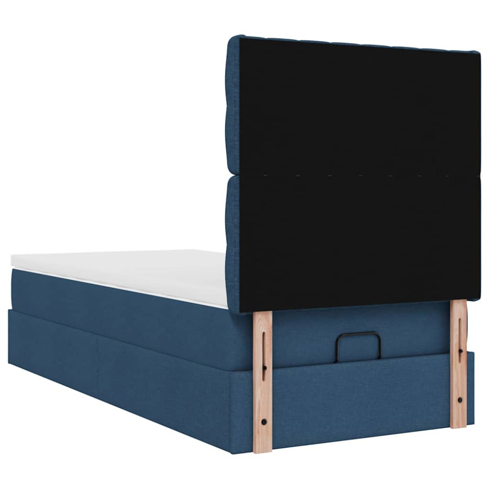 Produktbild för Ottoman sängram med madrass blå 90x190 cm tyg