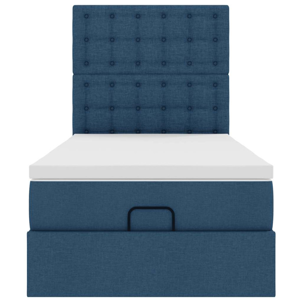 Produktbild för Ottoman sängram med madrass blå 90x190 cm tyg