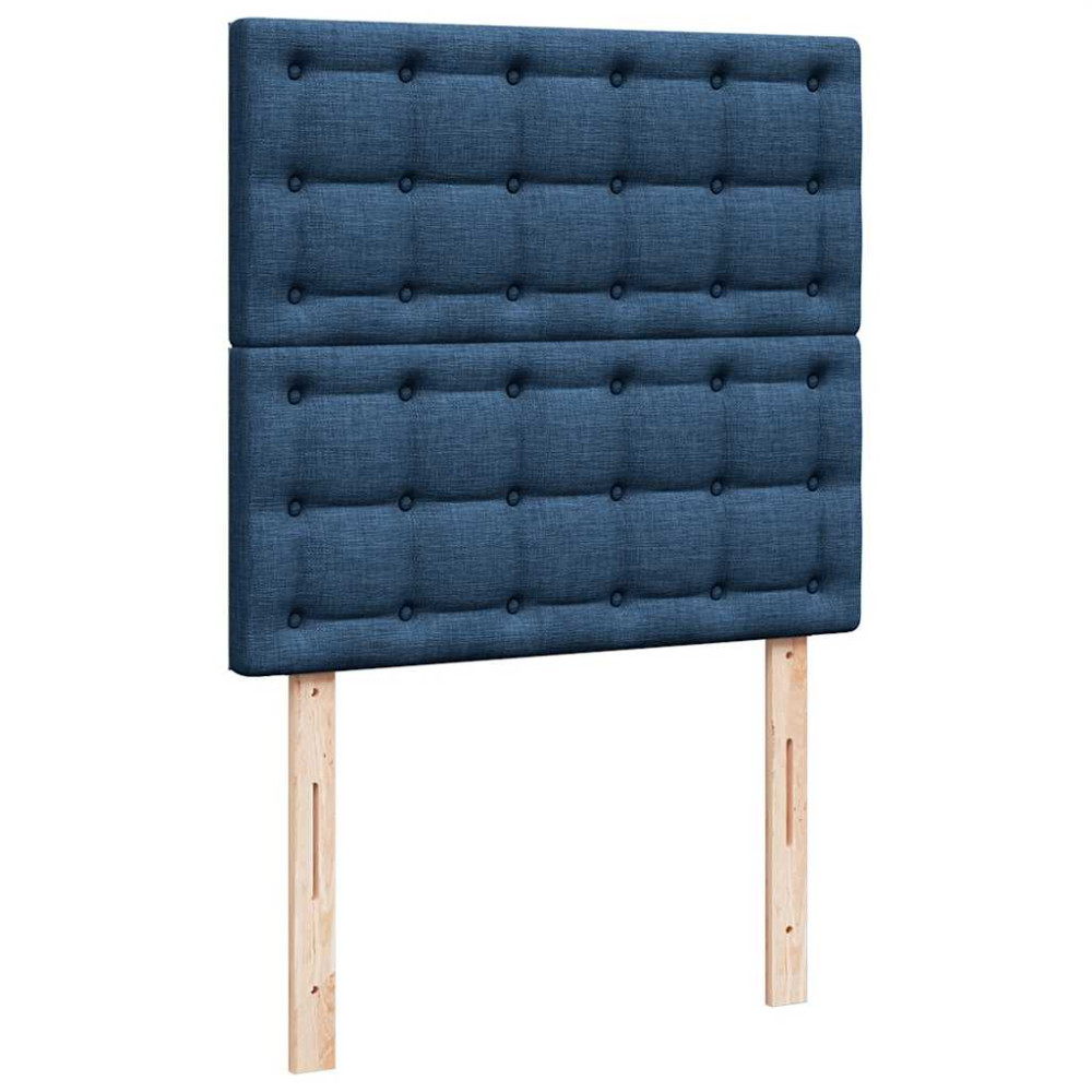 Produktbild för Ottoman sängram med madrass blå 90x190 cm tyg