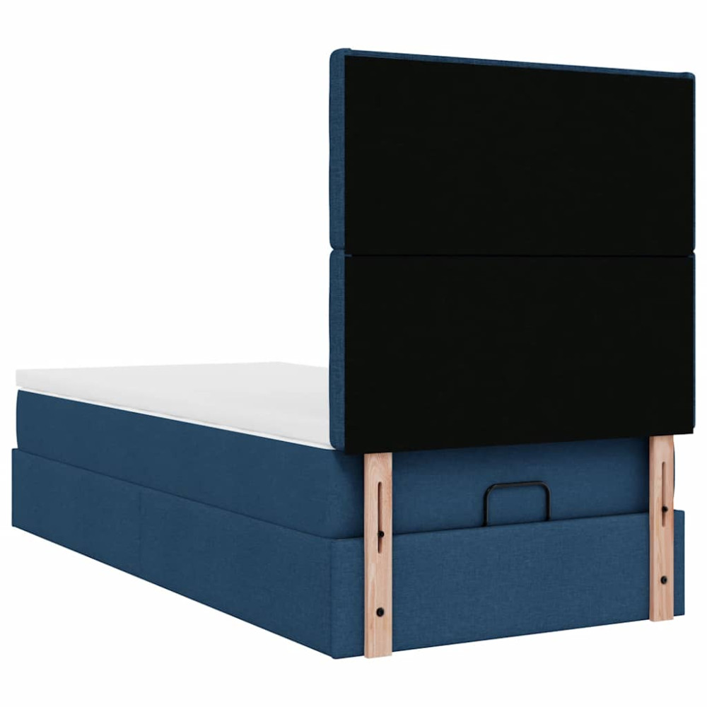 Produktbild för Ottoman sängram med madrass blå 90x190 cm tyg