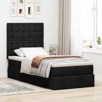 Produktbild för Ottoman säng med madrass svart 100x200 cm tyg