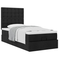 Produktbild för Ottoman säng med madrass svart 100x200 cm tyg