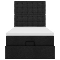 Produktbild för Ottoman säng med madrass svart 100x200 cm tyg