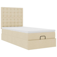 Produktbild för Ottoman säng med madrass gräddvit 100x200 cm tyg