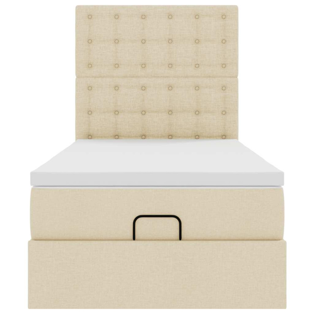 Produktbild för Ottoman säng med madrass gräddvit 100x200 cm tyg