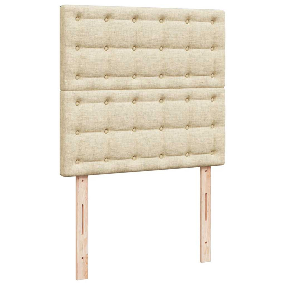 Produktbild för Ottoman säng med madrass gräddvit 100x200 cm tyg