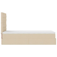 Produktbild för Ottoman säng med madrass gräddvit 100x200 cm tyg