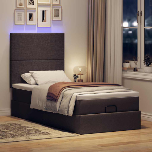 vidaXL Ottoman sängram med madrass mörkbrun 80x200 cm tyg