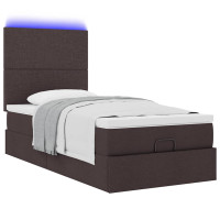 Produktbild för Ottoman sängram med madrass mörkbrun 80x200 cm tyg