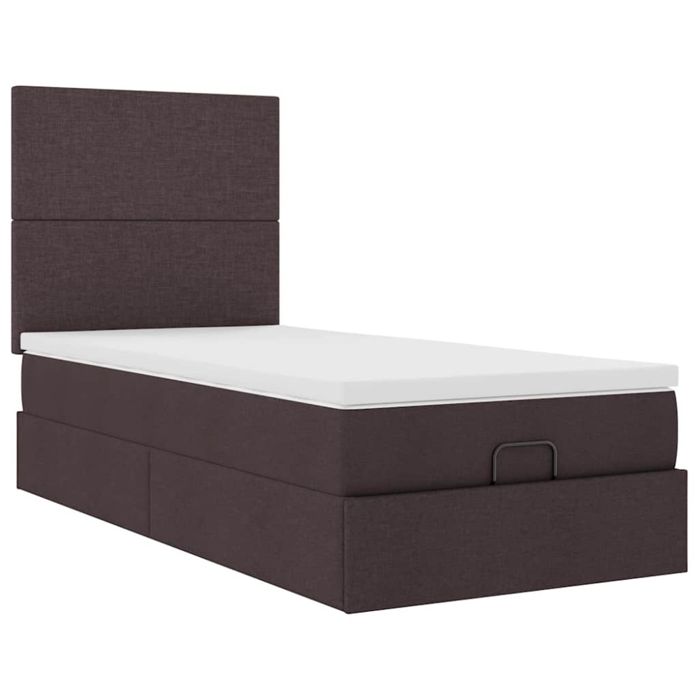 Produktbild för Ottoman sängram med madrass mörkbrun 80x200 cm tyg