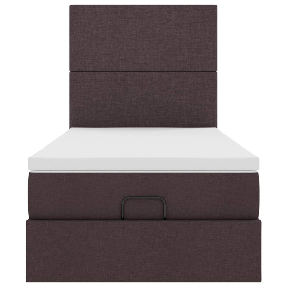 Produktbild för Ottoman sängram med madrass mörkbrun 80x200 cm tyg