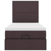 Produktbild för Ottoman sängram med madrass mörkbrun 80x200 cm tyg