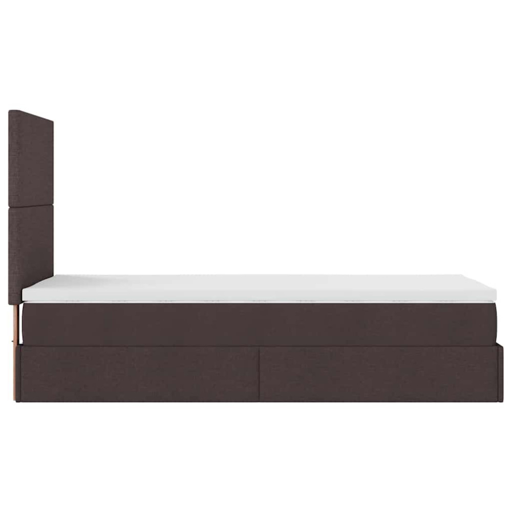 Produktbild för Ottoman sängram med madrass mörkbrun 80x200 cm tyg