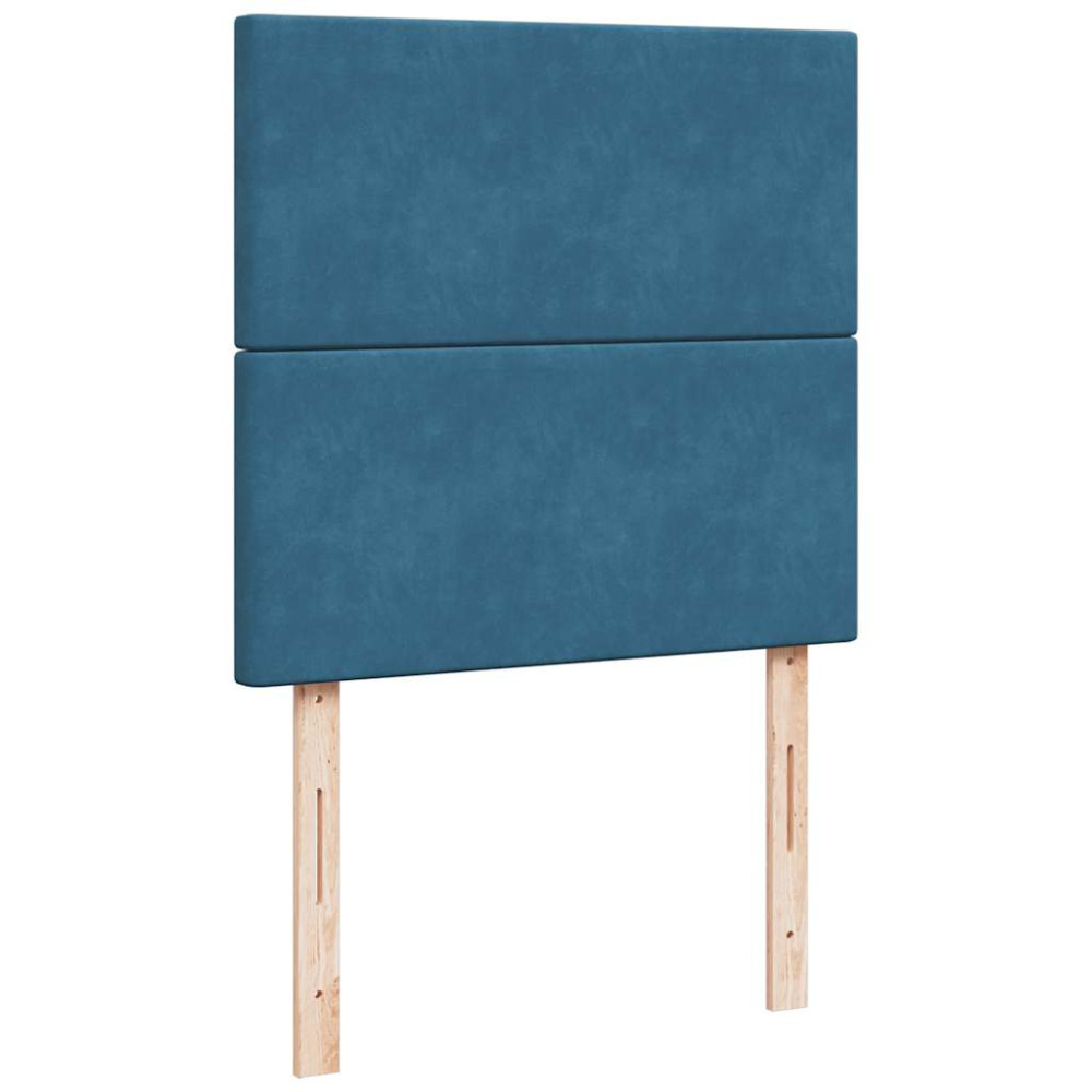 Produktbild för Ottoman sängram med madrasser mörkblå 90x190 cm sammet