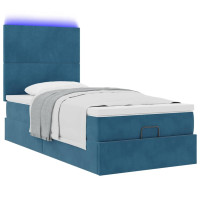 Produktbild för Ottoman sängram med madrasser mörkblå 90x190 cm sammet