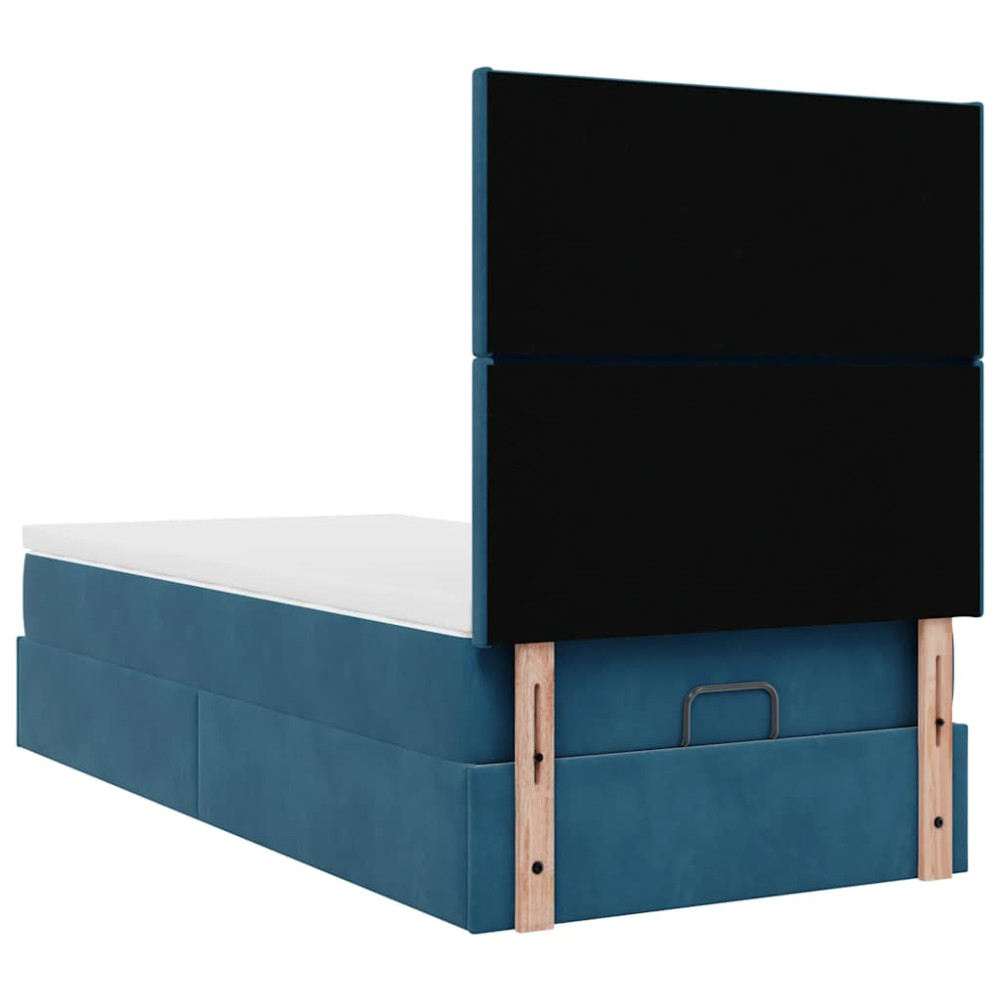 Produktbild för Ottoman sängram med madrasser mörkblå 90x190 cm sammet