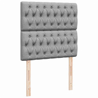 Produktbild för Ottoman sängram med madrasser ljusgrå 200x200 cm tyg