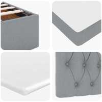 Produktbild för Ottoman sängram med madrasser ljusgrå 200x200 cm tyg