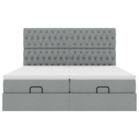 Produktbild för Ottoman sängram med madrasser ljusgrå 200x200 cm tyg
