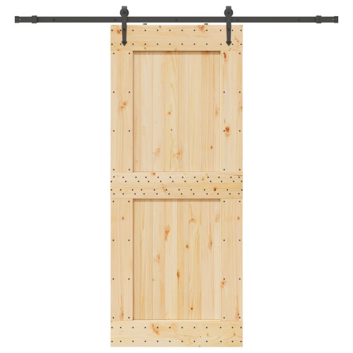 vidaXL Skjutdörr med beslag 95x210 cm massiv furu