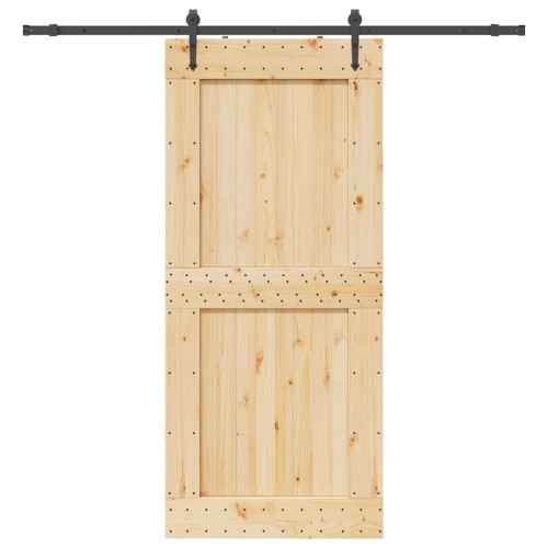 vidaXL Skjutdörr med beslag 100x210 cm massiv furu