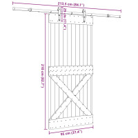 Produktbild för Skjutdörr med beslag 95x210 cm massiv furu