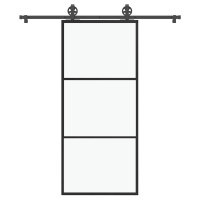 Produktbild för Skjutdörr med beslagset ESG glas och aluminium 90x205 cm