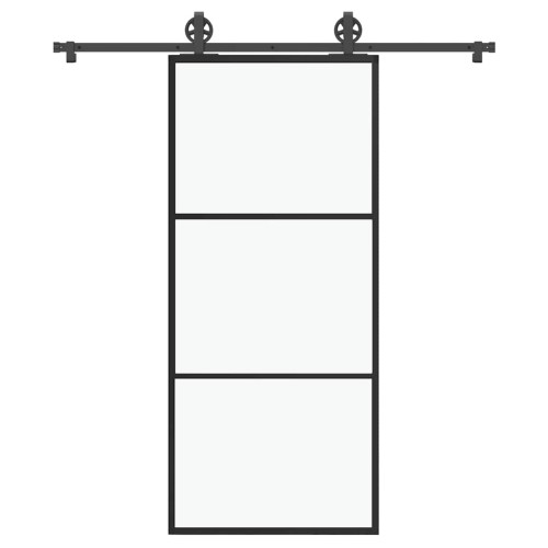 vidaXL Skjutdörr med beslagset ESG glas och aluminium 90x205 cm