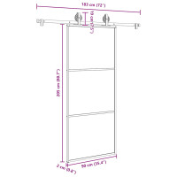 Produktbild för Skjutdörr med beslagset ESG glas och aluminium 90x205 cm