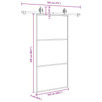 Produktbild för Skjutdörr med beslagset 102x205 cm ESG glas och aluminium