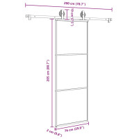 Produktbild för Skjutdörr med beslagset ESG glas och aluminium 76x205 cm