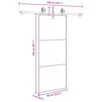 Produktbild för Skjutdörr med beslagset ESG glas och aluminium 90x205 cm