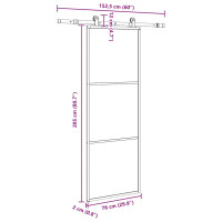 Produktbild för Skjutdörr med beslagset ESG glas och aluminium 76x205 cm