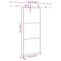 Produktbild för Skjutdörr med beslagset ESG glas och aluminium 90x205 cm