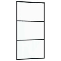 Produktbild för Skjutdörr med beslagset 102x205 cm ESG glas och aluminium