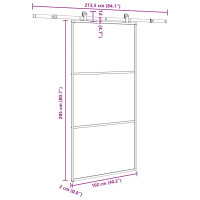 Produktbild för Skjutdörr med beslagset 102x205 cm ESG glas och aluminium