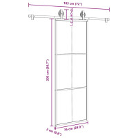 Produktbild för Skjutdörr med beslagset ESG glas och aluminium 76x205 cm