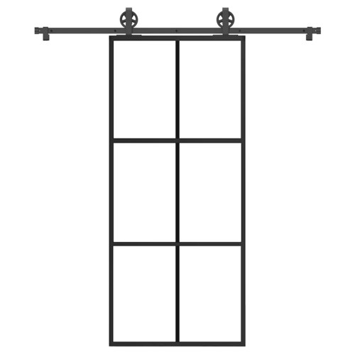 vidaXL Skjutdörr med beslagset ESG glas och aluminium 90x205 cm