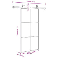 Produktbild för Skjutdörr med beslagset 102x205 cm ESG glas och aluminium