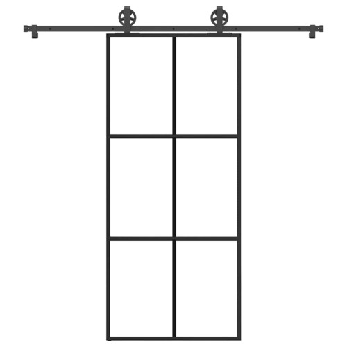 vidaXL Skjutdörr med beslagset ESG glas och aluminium 90x205 cm