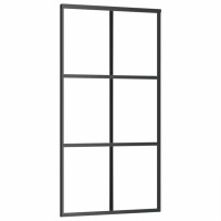 Produktbild för Skjutdörr med beslagset 102x205 cm ESG glas och aluminium