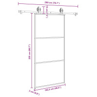 Produktbild för Skjutdörr med beslagset 102x205 cm ESG glas och aluminium