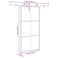 Produktbild för Skjutdörr med beslagset 102x205 cm ESG glas och aluminium