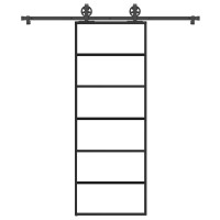 Produktbild för Skjutdörr med beslagset ESG glas och aluminium 76x205 cm